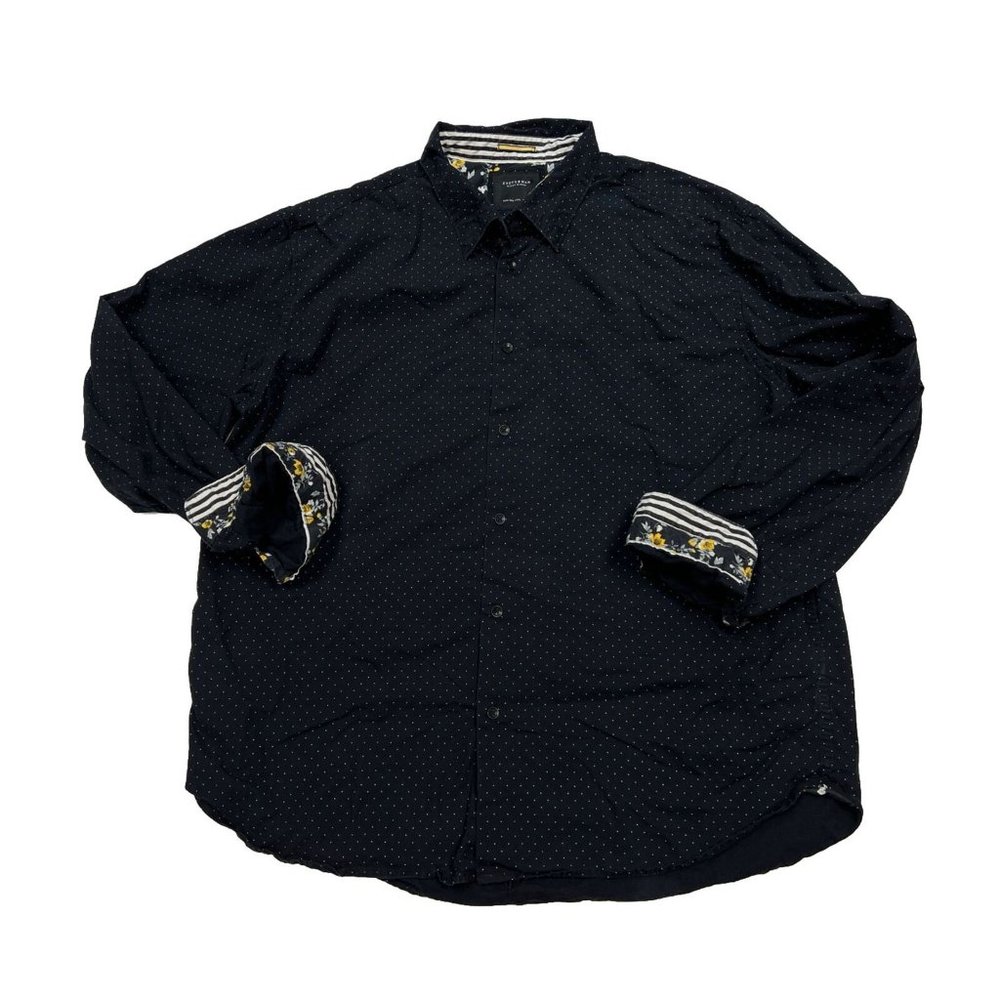 Cactus Man Ricky Singh 3XL Mens Navy Blue Polka Dot Floral Button Up Shirt